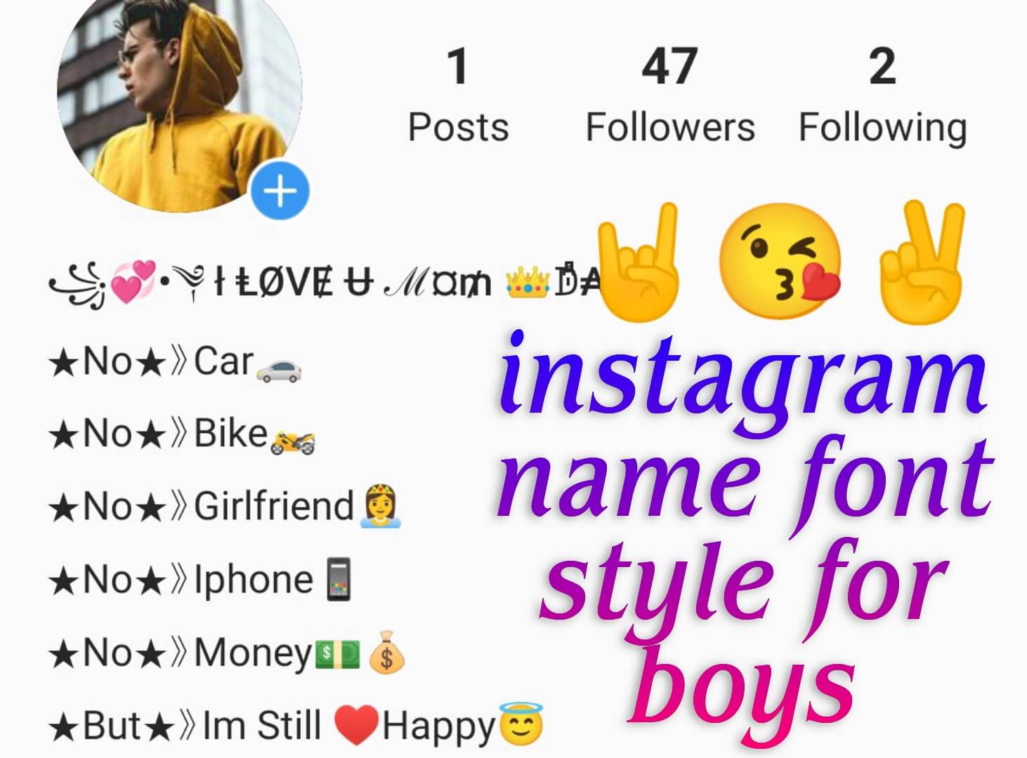 Instagram name font style for boy